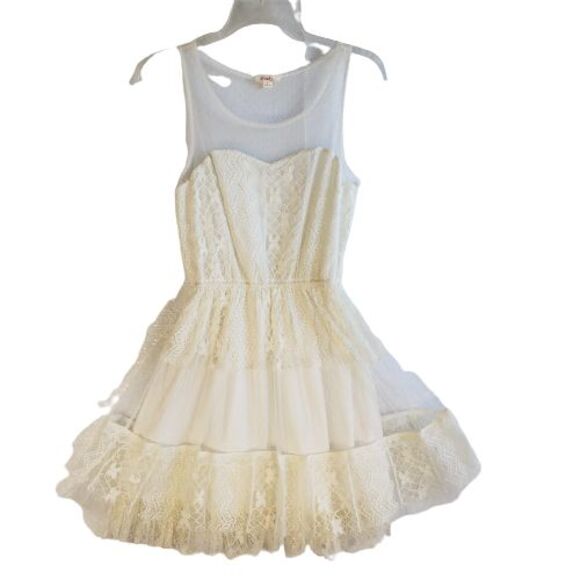Pinky Dress Women Small White Cream Lace Overlay Fairycore Cottagecore Whimsical - Picture 1 of 12